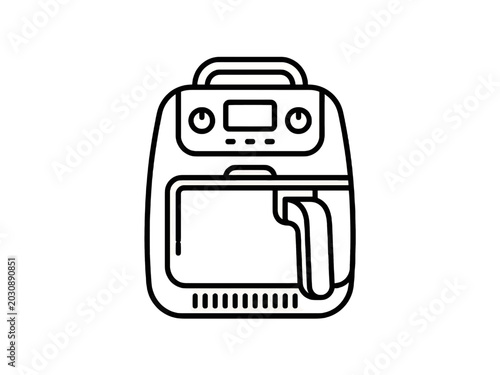 Black line icon of air fryer