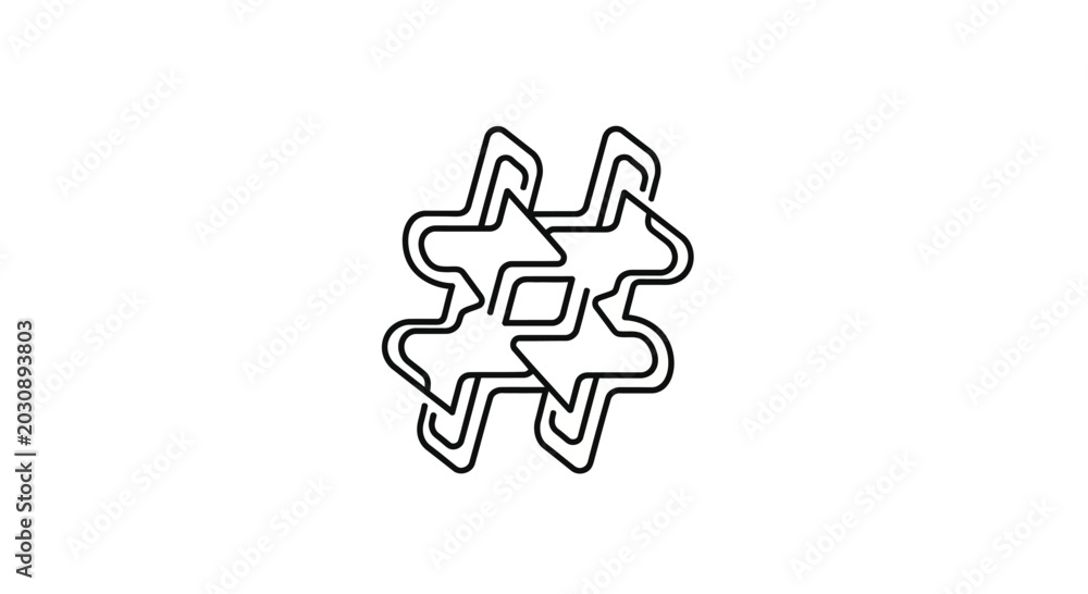 Fototapeta premium Abstract Hashtag Symbol Line Art Design