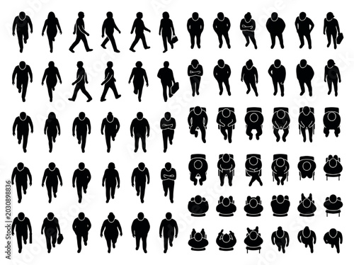 Bild auf Leinwand Top View CAD People Collection A Comprehensive Set of Human Figures for Architec