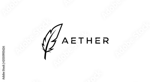 Εκτύπωση καμβά Aether Logo Design with Minimalist Feather Icon