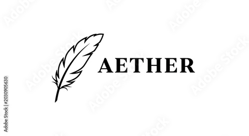 Bild auf Leinwand Aether Logo Design with Minimalist Feather Illustration