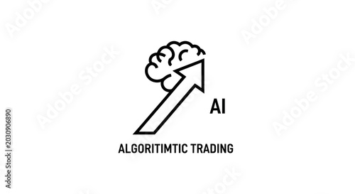 AI Algorithmic Trading Concept Icon with Brain and Growth Arrow