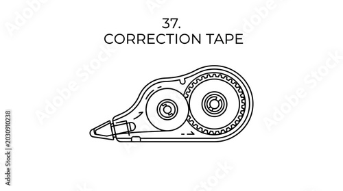 Schilderij op canvas Correction Tape Dispenser Line Art Icon - Whiteout Tool for Office and School Su
