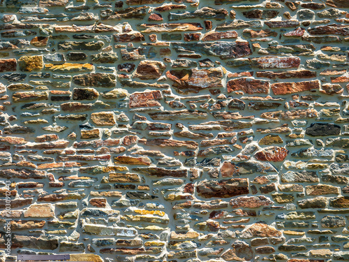 Foto Part of restored exterior wall of eighteenth-century Pennsylvania farmhouse made