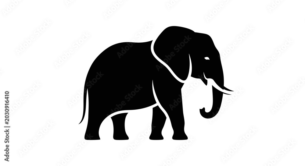 Fototapeta premium Black silhouette of an elephant.