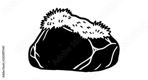 Photos Stylized illustration of a rock with mossy top
