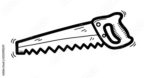 Tableau sur toile Hand Saw Sketch Isolated on White Background, DIY Tool Illustration