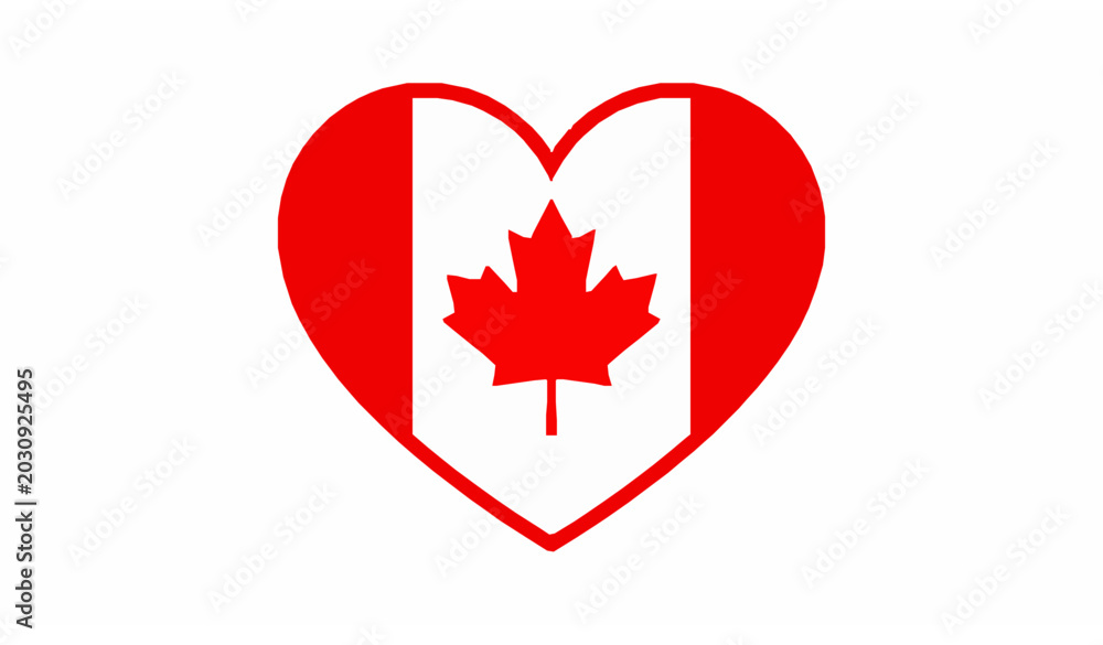 Obraz premium Canada Flag Heart Vector Illustration Isolated on White Background