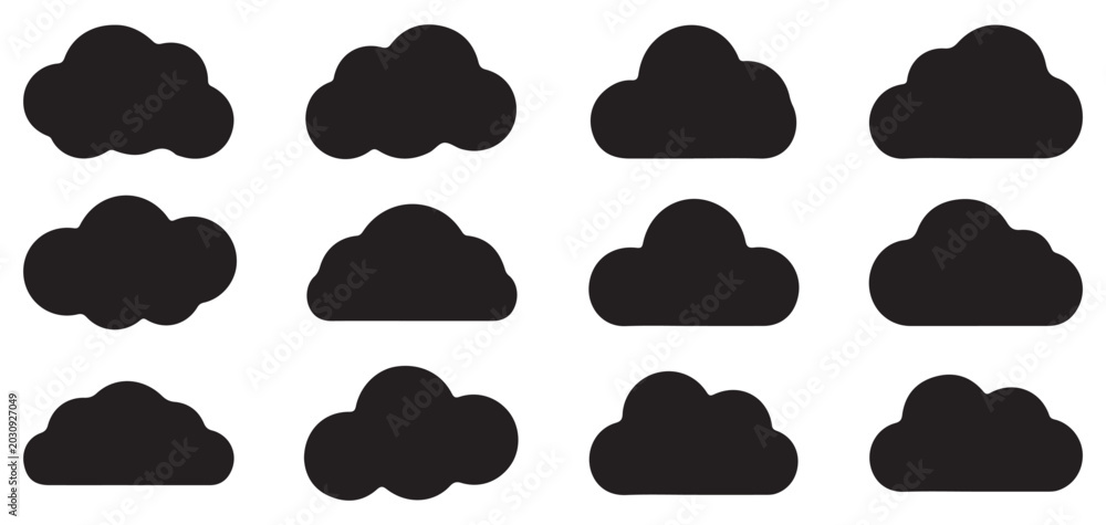 Obraz premium Minimalist cloud outline icons collection for web and mobile apps vector illustration eps 10