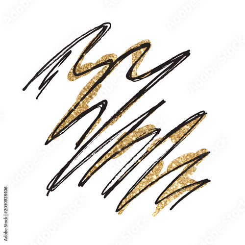 Handwritten New Year 2024 calligraphy brush strokes in gold on white background