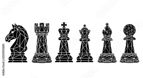 Canvas-taulu Geometric low poly chess pieces full set abstract vector illustration