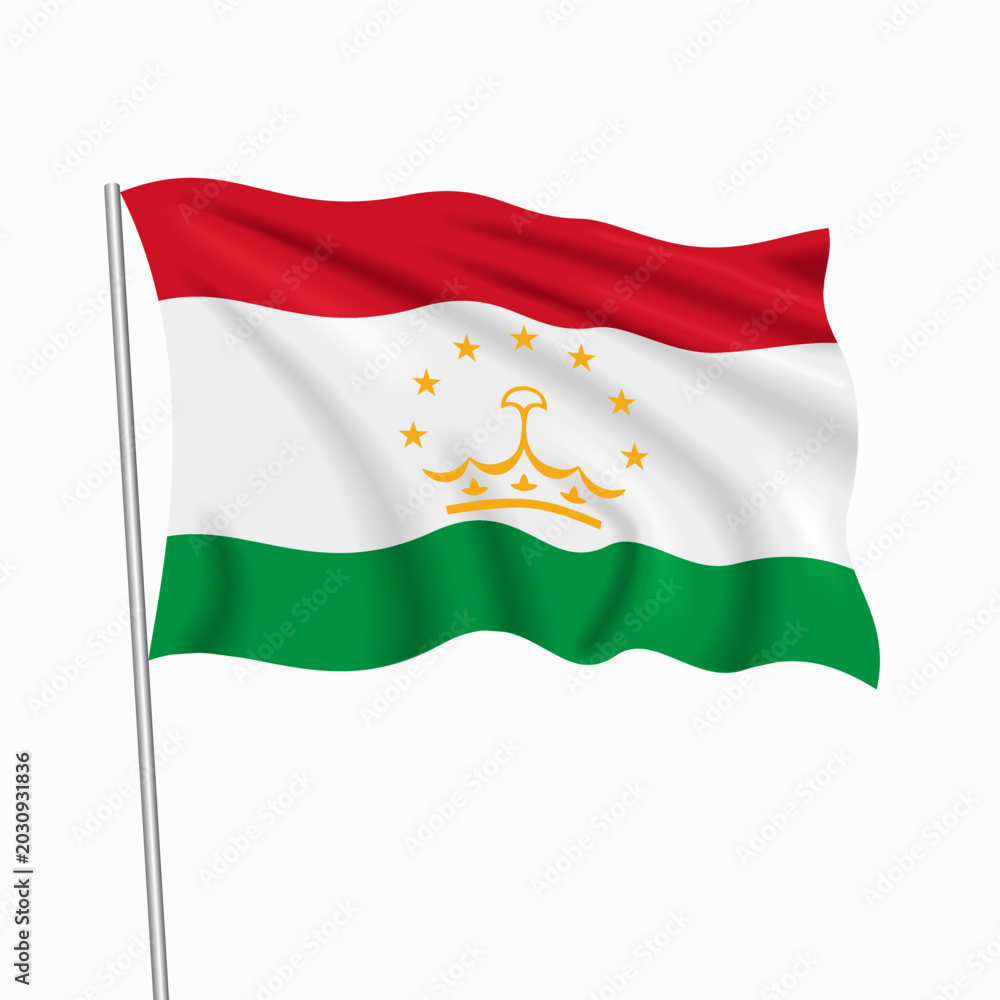 Naklejka premium Tajikistan waving national flag, design for national holidays. Vector illustration.