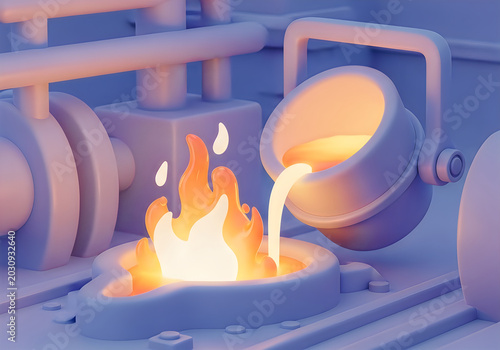Pouring molten metal into a mold