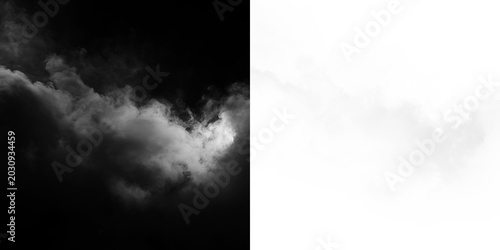 Obraz na plátne Soft white clouds drift across a clear blue sky, creating a light and airy scene