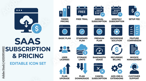 Fotografía SaaS subscription and pricing icon set, professional business software billing s