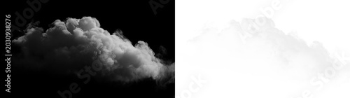 Cuadro en lienzo Fluffy white clouds float on a transparent background during the day over a blue