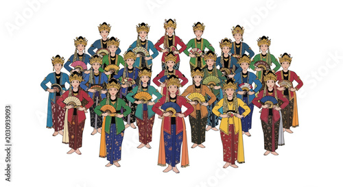 Tableau sur toile Group of women in traditional costumes.