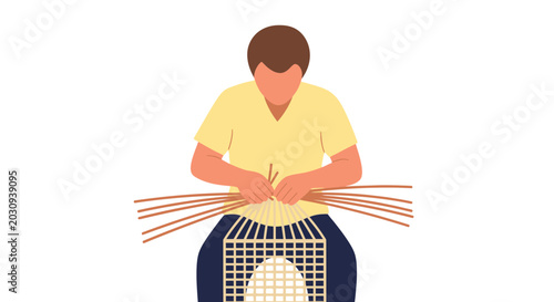 Foto Man holding badminton racket and shuttlecock.