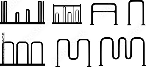 black and white silhouette of a bicycle rack vector on a white background
