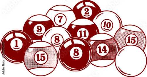 vector collection of billiard pool balls with numbers
