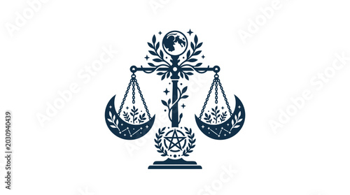 Obraz na plátně Scales of Justice with Decorative Elements.