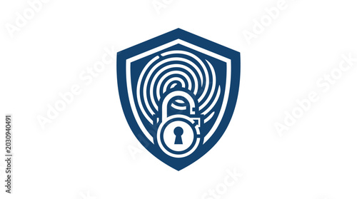 Foto Shield with fingerprint and lock symbol.