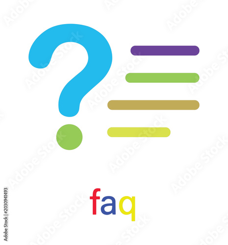 Canvastavla Faq icon, frequently asked questions symbol, question mark with list lines, vect