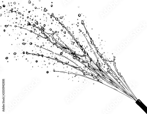 illustration hand drawn water splash black and white