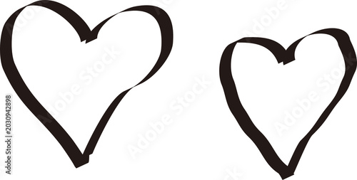Tableau sur toile Two hand-drawn hearts, symbolizing love, romance, and affection