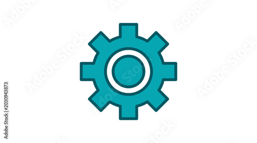 Cuadro en lienzo Teal gear icon mechanical symbol.