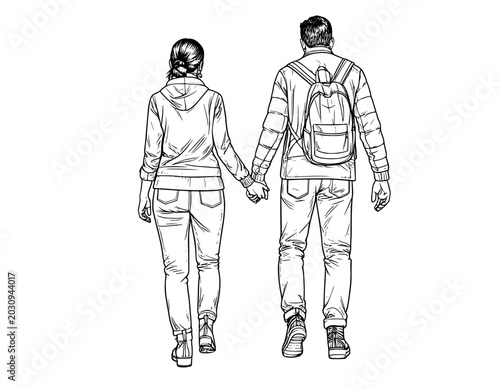 illustration hand drawn partner black and white