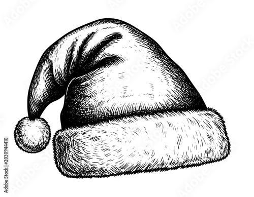 illustration hand drawn hat marrychristmas black and white