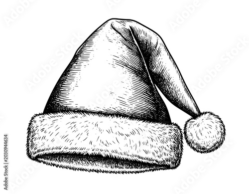 illustration hand drawn hat marrychristmas black and white