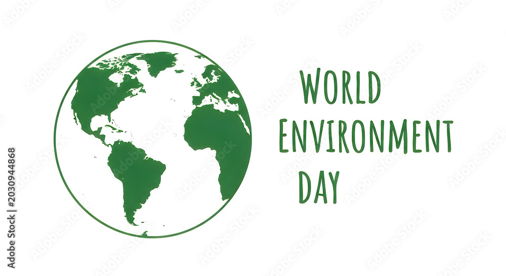 Obraz premium World Environment Day globe illustration with green continents and white background