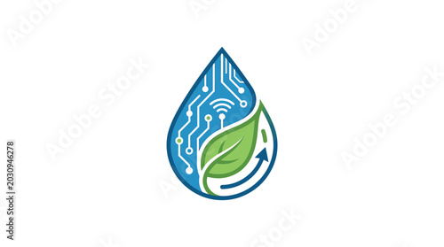 Tableau sur toile Water Drop Eco Friendly Green Leaf.