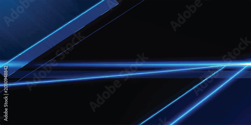Photos Abstract background with sharp blue geometric lines and neon glow, geometric pat