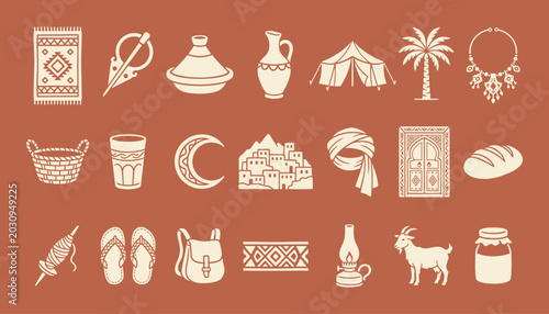 Photos Amazigh culture heritage icon collection featuring North African nomadic symbols