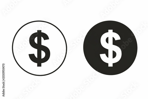 Minimal dollar sign icon with contrasting circle background