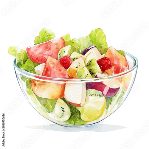 Tableau sur toile Waldorf Salad watercolor painterly illustration, semi-realistic fantasy design,