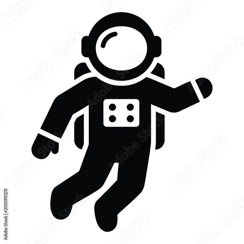 Foto Astronaut floating in space with helmet and backpack on body suit icon