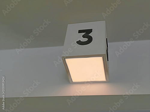 Ceiling Light Fixture with Number Three