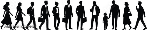 Foto Black and white of diverse businesspeople walking in a line diverse group line f