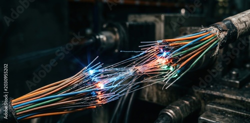 Severed Fiber Optic Cable Connection Representing Digital Infrastructure Failure