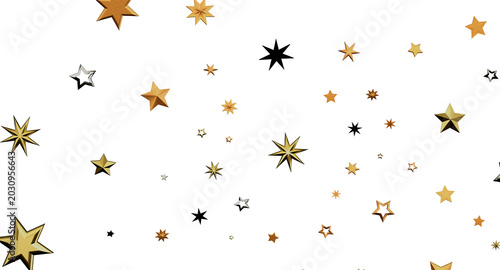 Obraz na płótnie Abstract design of glittering gold stars on a white background, perfect for holiday or celebratory themes