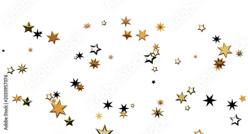 Photos Elegant gold and black star confetti against a pristine white backdrop, perfect