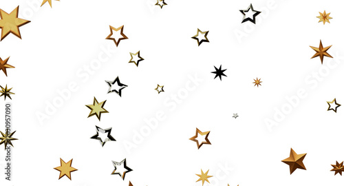 Bild auf Leinwand Golden stars confetti on a white background, perfect for holiday, celebration, birthday, and party designs