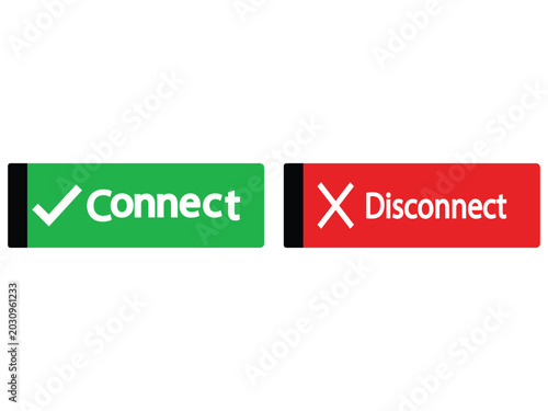 Bild auf Leinwand Connect and disconnect buttons with check mark and cross symbols