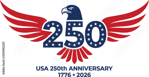 Canvastavla Usa 250th anniversary logo, 1776 to 2026, american independence celebration embl
