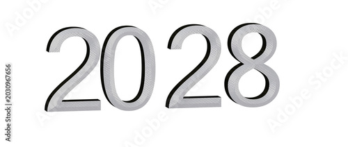 Фотография 2028 text design in metallic with black outlines