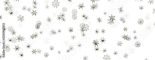 Canvastavla Abstract seamless pattern of delicate snowflakes falling on a white background